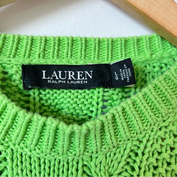 Ralph Lauren Women's Green Aran Knit Cable Knit Crewneck Cotton Pullover Sweater - Picture 7 of 7
